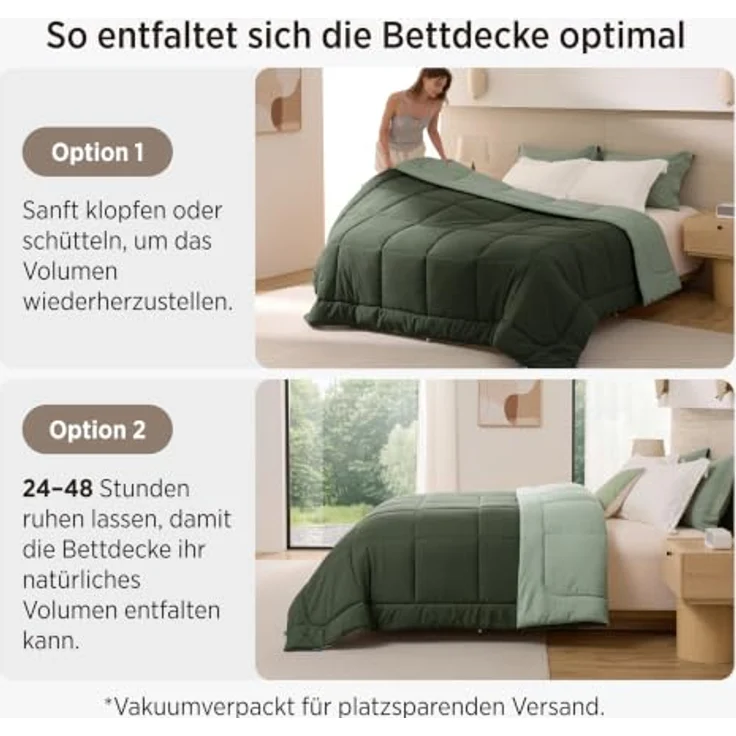 BEDSURE Bettdecke Ohne Bezug 155x220 - Winterdecke Extra Warm 450GSM | Winterbettdecke Mit integriertem Bezug Für Allergiker Waschbare Winter Dicke Bettdecken Oeko-TEX Zertifiziert, Bronzegrün – Bild 6
