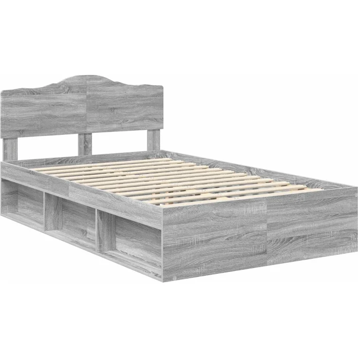 vidaXL Bettrahmen Graues Sonoma 120 x 190 cm Massives Kiefernholz 3412930 – Bild 3