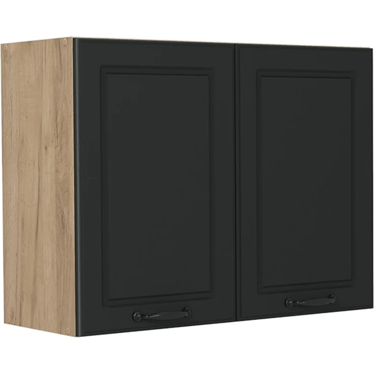 Küchenglasschrank R-Line Anthrazit Landhaus/Goldkraft Eiche 80 cm Vicco – Bild 1