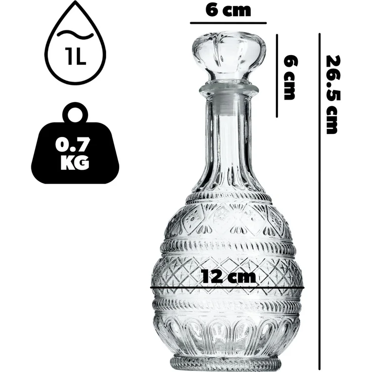 KADAX 6x Whisky-Alkohol-Dekanter Kristall 1L Glasflasche mit Korken – Bild 2