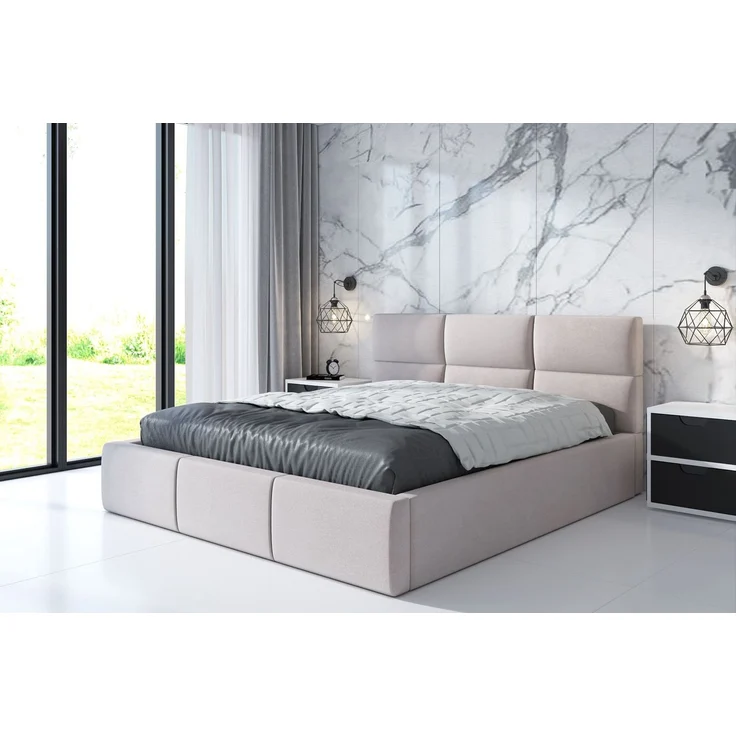 Polsterbett EMILI-OM 140x200 mit Bettkasten und Lattenrost. Farbe: Beige 2 – Bild 2