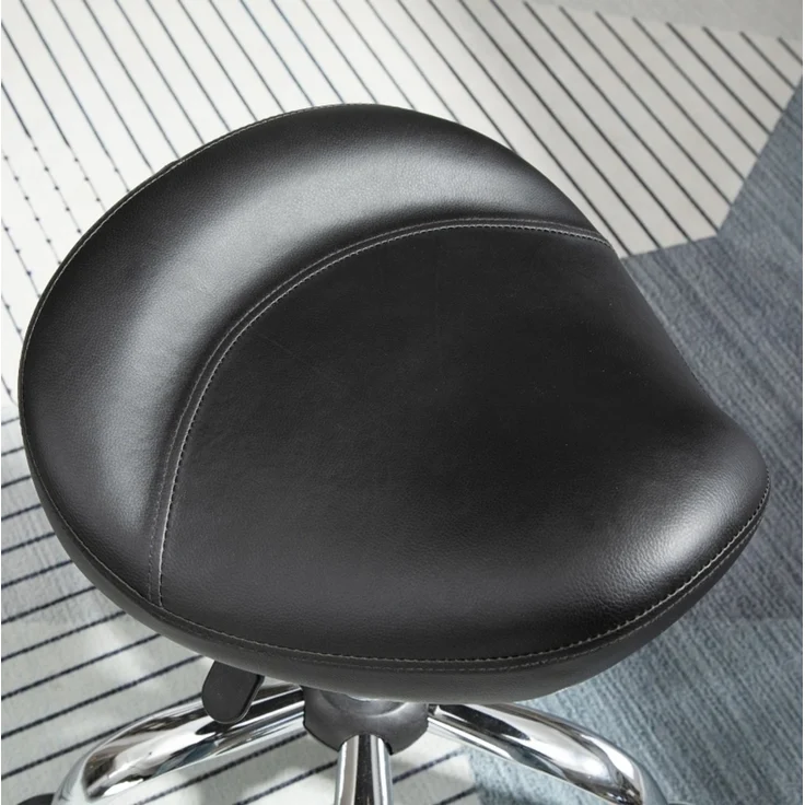 Rollhocker 48 x 48 x 54-69 cm – höhenverstellbarer Sattelsitz aus Kunstleder mit Rollen – Bild 6