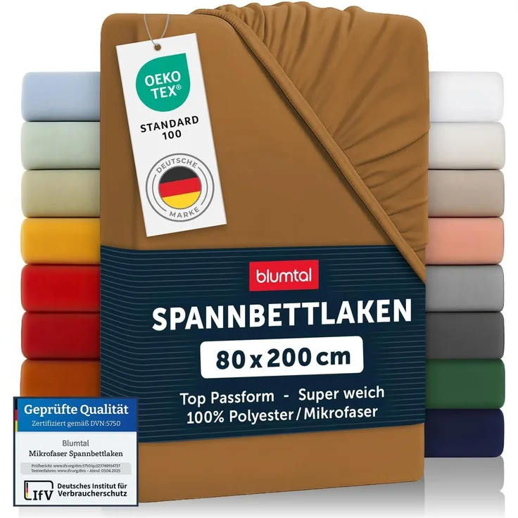 Blumtal® Spannbettlaken 80x200 cm - Spannbettlaken Microfaser - Oekotex zertifiziertes Bettlaken 80x200 cm - Spannbettlaken 80x200 cm - Spannbettücher 80x200 cm - Laken - Pumpkin Spice - Braun