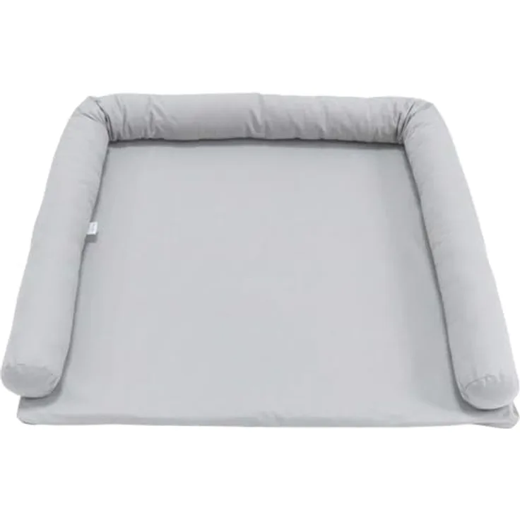 LIMMALAND Wickelauflage 76 × 79 cm mit Wickeltischumrandung – aus 100% Baumwolle, waschbar, sanfter Liegekomfort (Soft Grey, Wickelauflage)