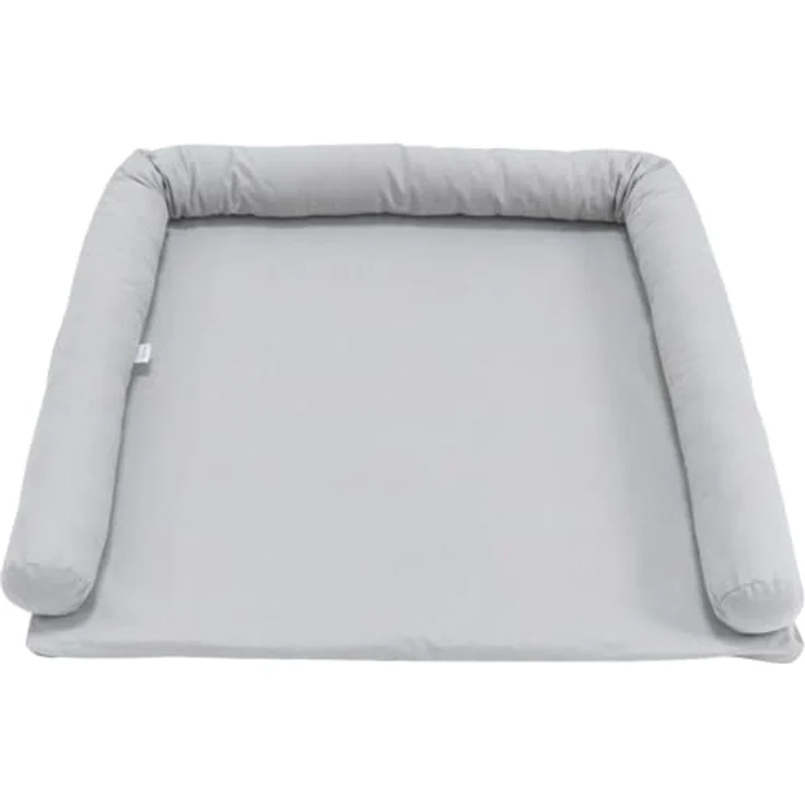 LIMMALAND Wickelauflage 76 × 79 cm mit Wickeltischumrandung – aus 100% Baumwolle, waschbar, sanfter Liegekomfort (Soft Grey, Wickelauflage) – Bild 1