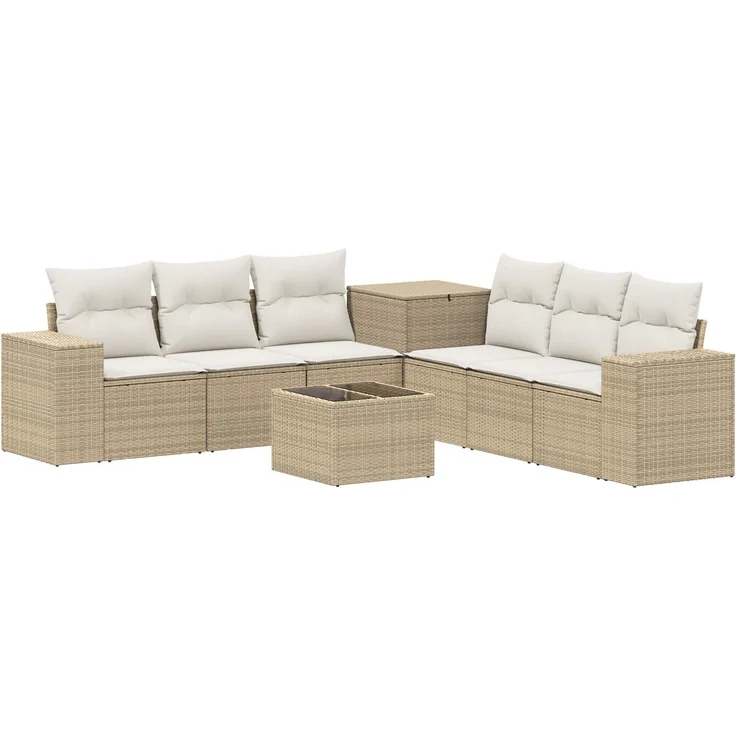 vidaXL Sofa Set 8 stk. Beige und Cremeweiß Polyrattan und Stahl 3448500 – Bild 2