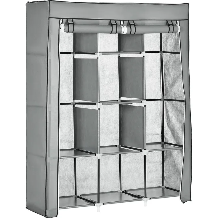 HOMCOM Stoffschrank Faltschrank, Faltbare Garderobe aus Vliesstoff (Kleiderschrank, 1-St, Tücherschrank) Hellgrau, 125 x 43 x 162,5 cm