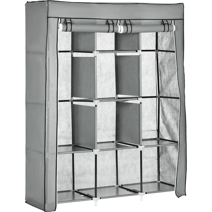 HOMCOM Stoffschrank Faltschrank, Faltbare Garderobe aus Vliesstoff (Kleiderschrank, 1-St, Tücherschrank) Hellgrau, 125 x 43 x 162,5 cm – Bild 1