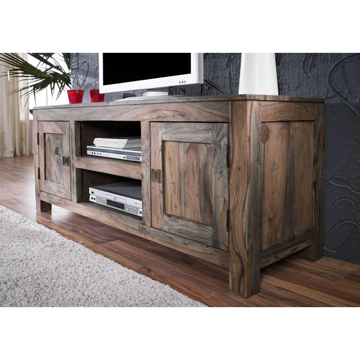 Massivmoebel24 TV-Board (TV-Board Sheesham 145x45x60 grau geölt NATURE GREY #41) – Bild 3