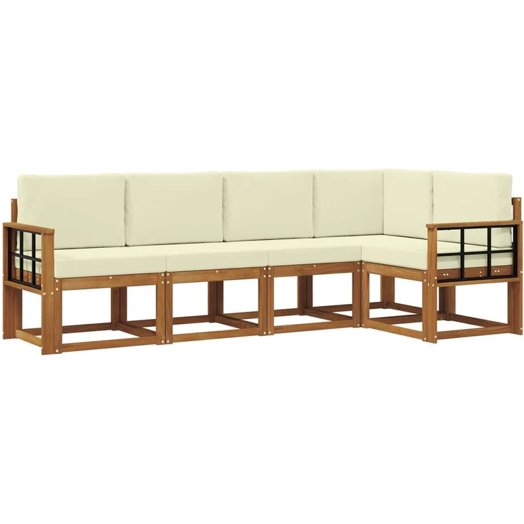vidaXL Outdoor-Sofagarnitur 5 stk. 5-Sitzer Natur und Creme 3366403 – Bild 2