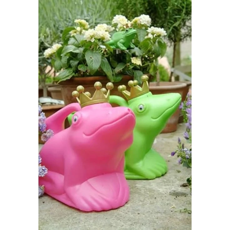 Gießkanne "Froschkönig" in grün mit Krönchen aus Kunststoff – Bild 4
