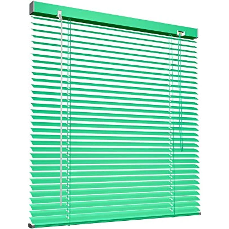 Victoria M. Aluminium Jalousie 25mm, Feuchtigkeitsbeständige Innenjalousie, Schraub- oder Klemmmontage inkl. Klemmclips, 120 x 220 cm, grün – Bild 1
