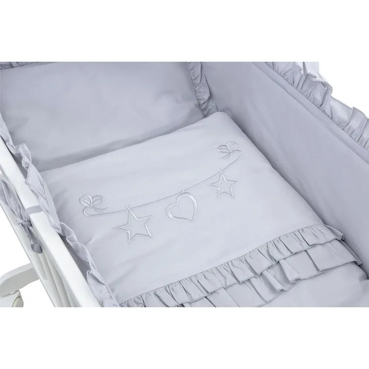 Baby-Delux Babybettwäsche Baby Wiegenset Royal Rüsche, Textilien, 6 teilig, Wiegenset 6-tlg. für Babywiege 90x40 (ohne Wiege) verschiedene Designs