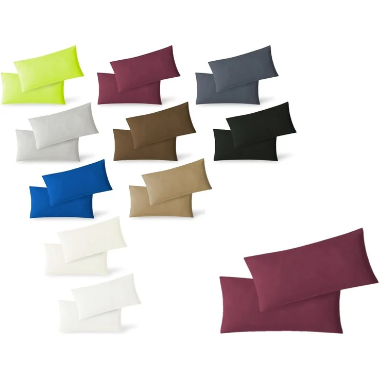 Jersey Kissenbezug, 2er Set, Baumwolle, Bordeaux, 40x60 cm – Bild 1