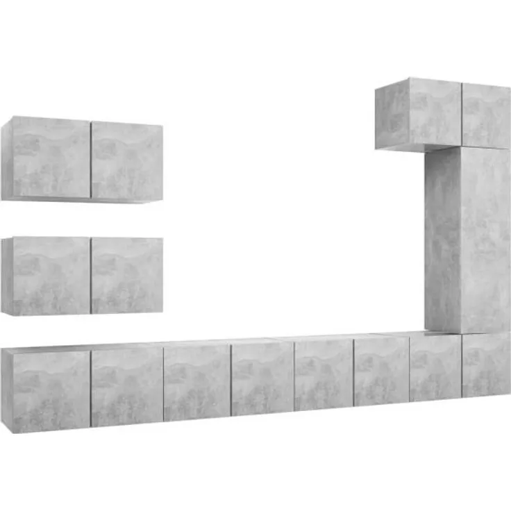 vidaXL 8-tlg. TV-Schrank-Set Betongrau Holzwerkstoff 3079136