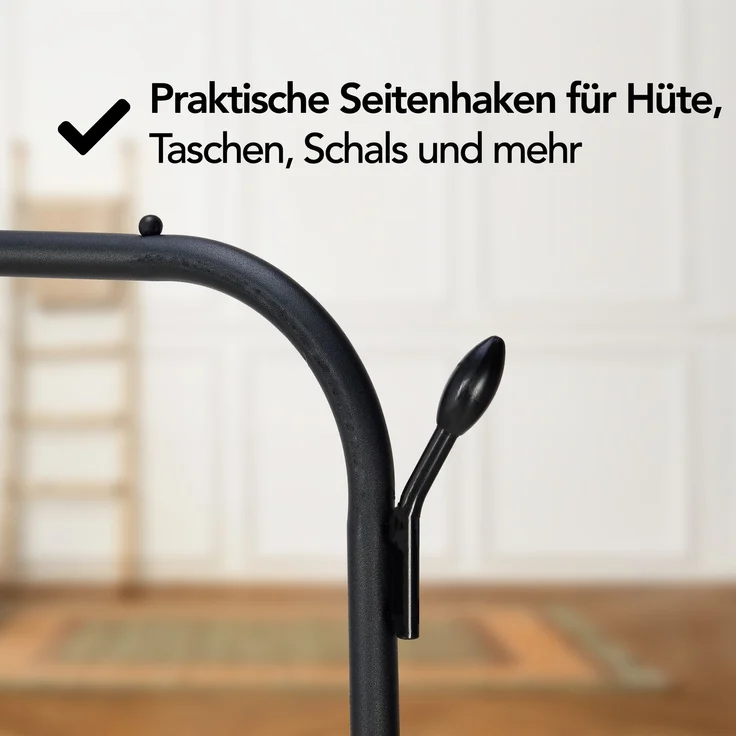 Brixy Garderobenständer - Garderobenständer - 102x34x152cm - Garderobenständer Mit Schuhregal - Industriell - Metall - Schwarz – Bild 2