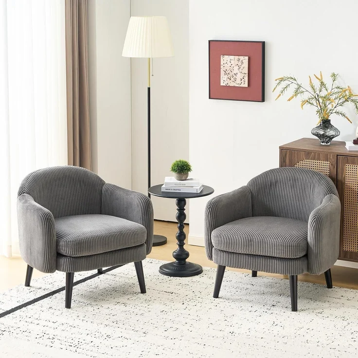 Sessel Cocktailsessel Loungesessel Lesesessel 113kg Cord-stoff Grau – Bild 9