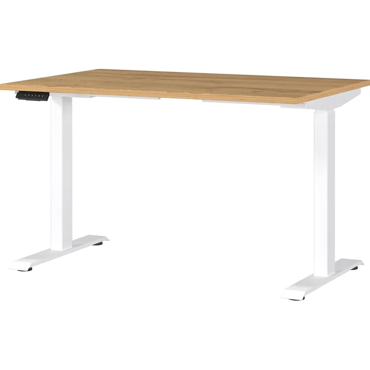 Germania Schreibtisch 7907-552, in Grandson-Eiche-Nb./Weiß, EL. höhenverstellb, 120 x 120 x 80 cm (BxHxT) – Bild 1
