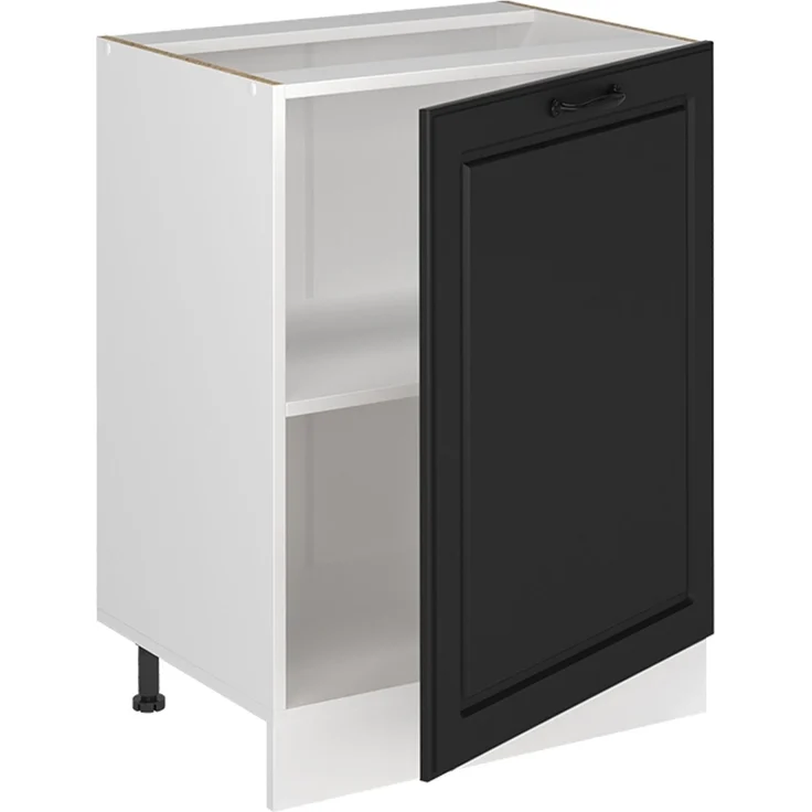 Küchenunterschrank R-Line Anthrazit Landhaus/Weiß 60 cm mit 1 Tür Arbeitsplatte Marmor Vicco – Bild 3