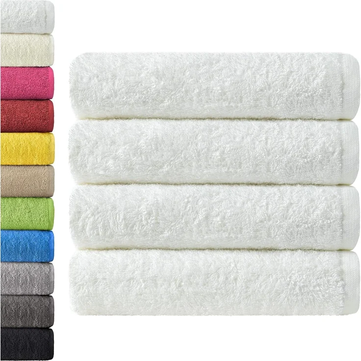 NatureMark 4er Pack Duschtücher, Größe 70x140 cm, Weiß, 100% Baumwolle – Bild 1
