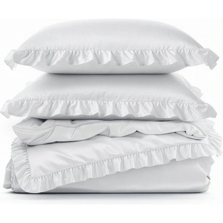 Design91 Bettwäsche, Polyester, 3 teilig, mit Rüschen – Bild 2
