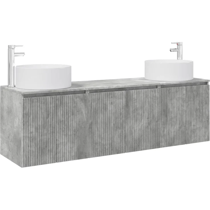 vidaXL Badezimmerschrank-Set 3 stk. Betongrau 161,5 x 44,5 x 80 cm 3405730 – Bild 2