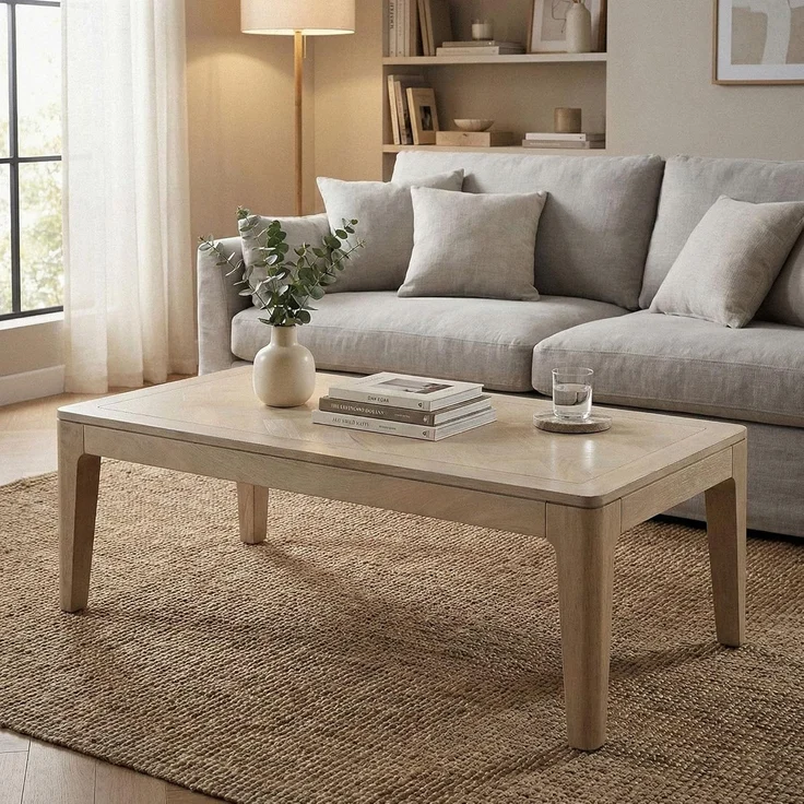 FINEBUY Couchtisch FB77663 Sofatisch 120cm Wohnzimmertisch Loungetisch (Warme Holzoptik mit natürlicher Maserung), Zeitloses Design für stilvolle Wohnräume – Bild 5