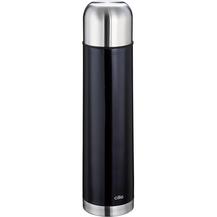 Cilio 1L Isolierflasche mit Becher Colore | Metallic Schwarz