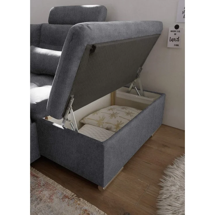 Sofa U-Form mit Schlaffunktion und Bettkasten - Anthrazit - Medan XXL – Bild 3
