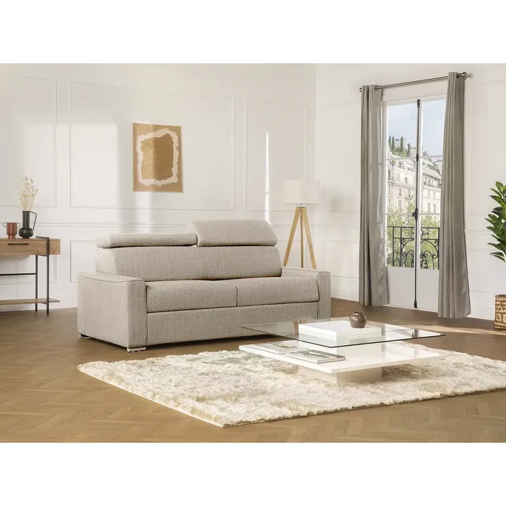 Vente-unique - VIZIR Sofa Stoff Beige - B 223 cm94 cm x H 110 cm95 cm x L 176 cm