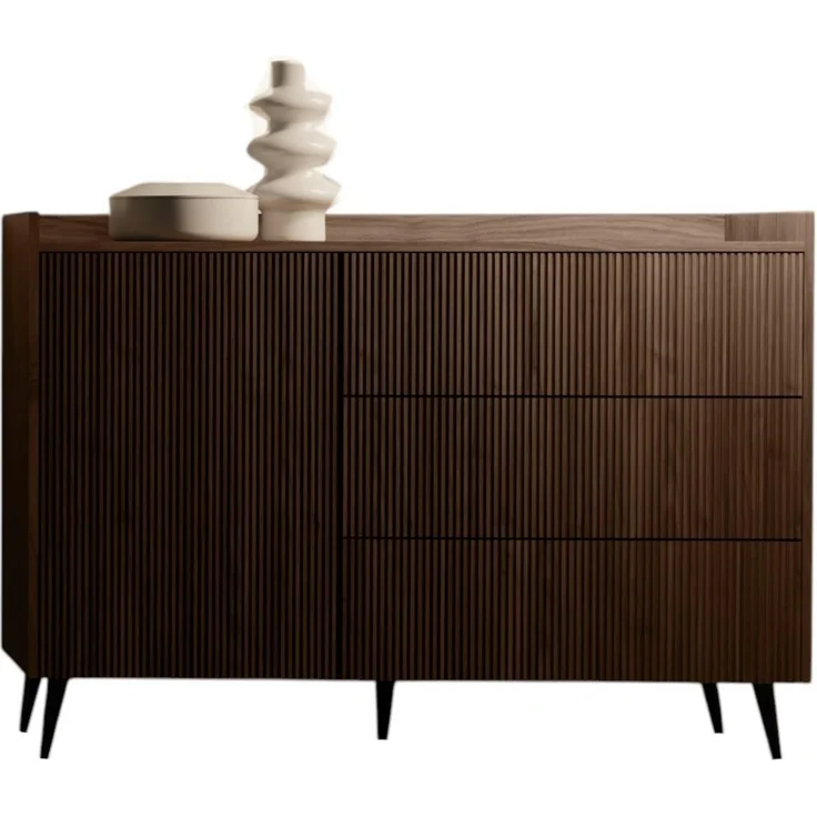 Compleo Schubkastenkommode mit 3 Schubladen, Japandi design, Kaschmir oder Nussbaum MODE – Bild 1