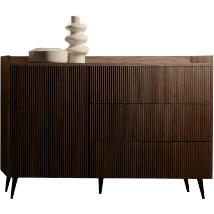 Compleo Schubkastenkommode mit 3 Schubladen, Japandi design, Kaschmir oder Nussbaum MODE