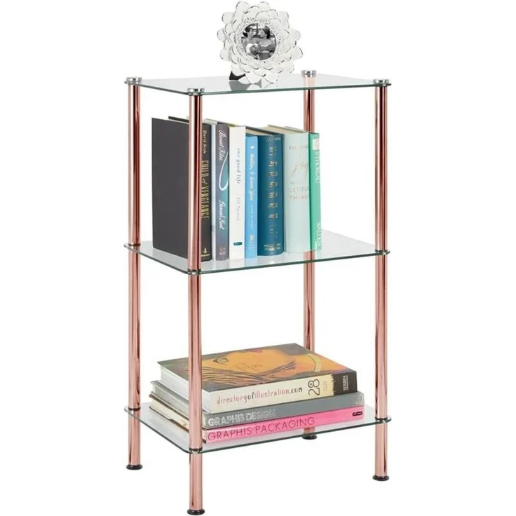 Glasregal Badorganizer elegante Duschablage 3 Ebenen mDesign rotgold/transparent – Bild 3