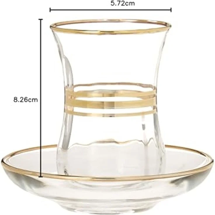 LAV Teegläser-Set mit goldenen Akzenten - 12-teilig, 115 ml - elegant & modern – Bild 2