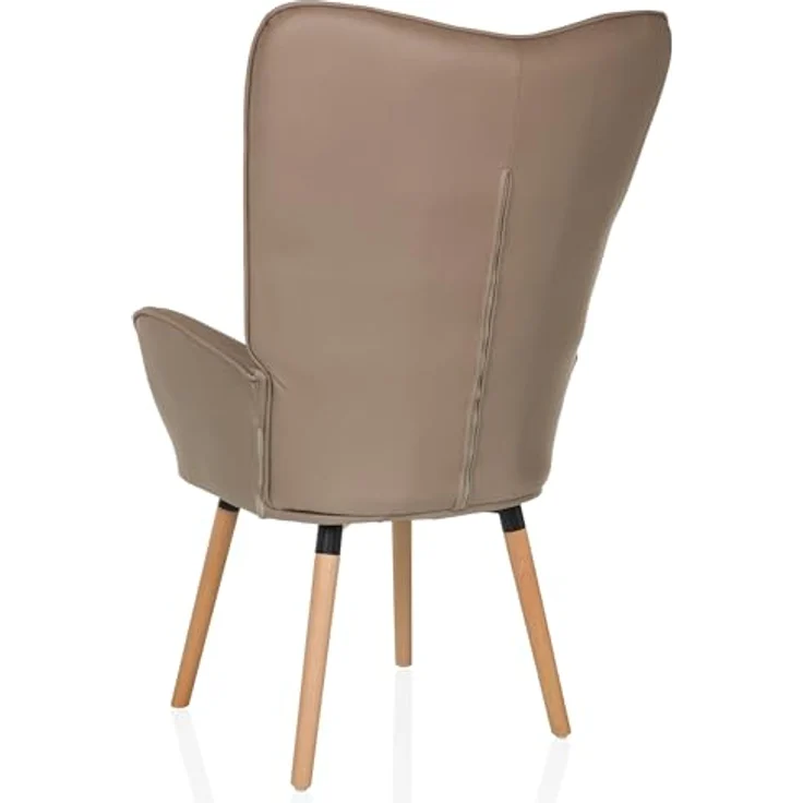 hjh LIVING Ohrensessel in Velour-Optik HAVENIO I Sessel für Wohnzimmer Schlafzimmer, Polsterstuhl mit Holzbeinen, Stoff Braun – Bild 9