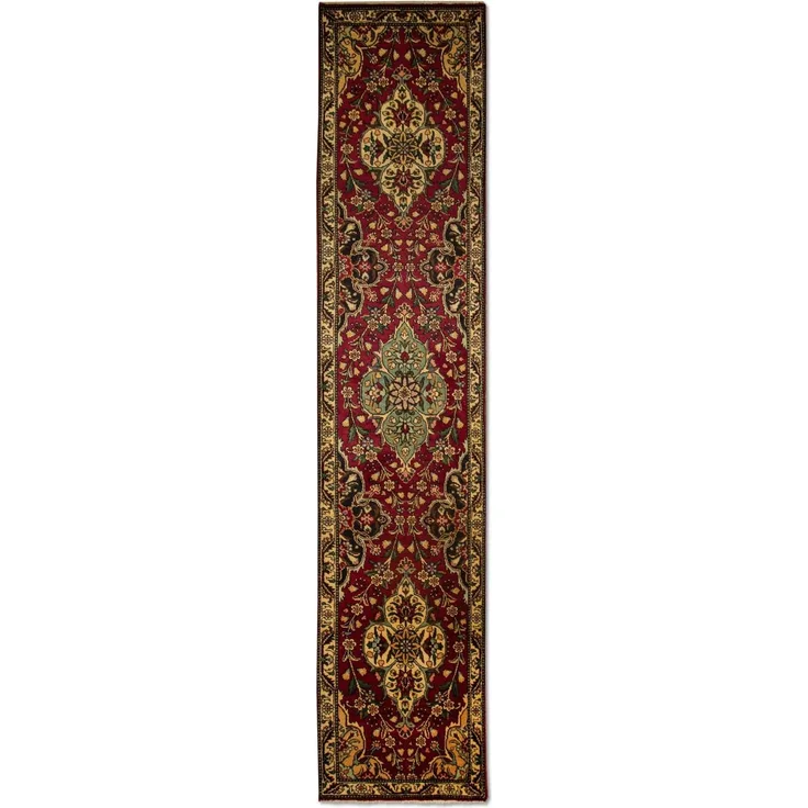 Morgenland Läufer Perser - Täbriz - 385 x 73 cm - rot