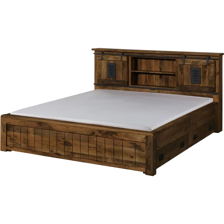 Bett mit Schublade Mango 160x200 braun lackiert RAILWAY #471 – Bild 1