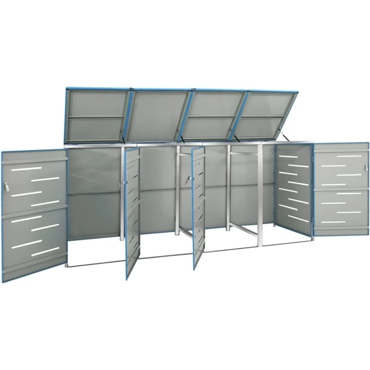 vidaXL Mülltonnenbox für 4 Tonnen 276,5x77,5x112,5 cm Edelstahl 149569 – Bild 7