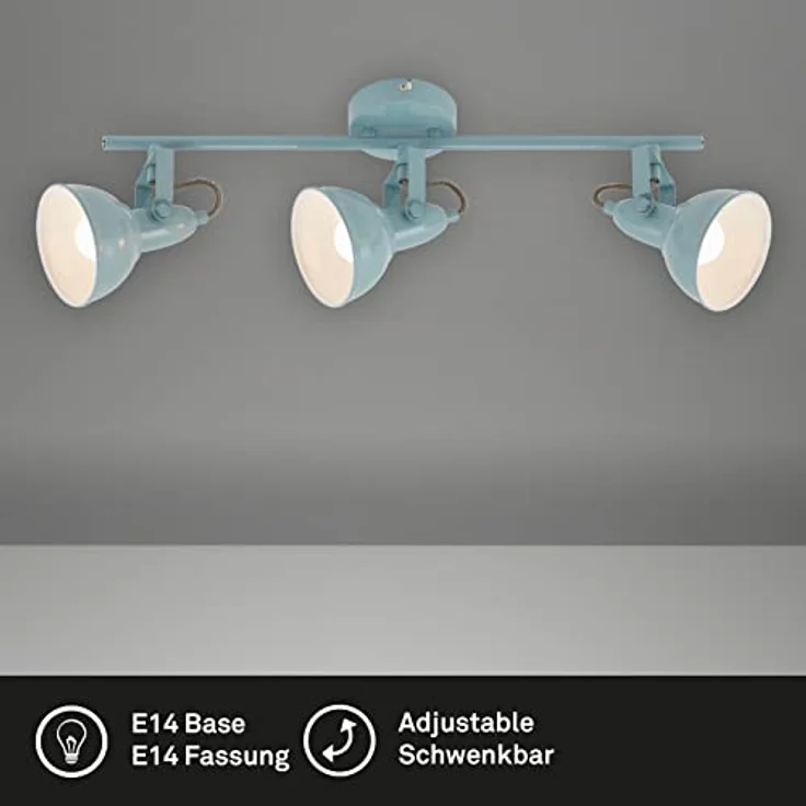BRILONER - Deckenlampe Vintage schwenkbar, E14 Fassung, max. 40 Watt, Deckenleuchte, Lampe, Wohnzimmerlampe, Schlafzimmerlampe, Küchenlampe, Deckenstrahler, 55,4 x 10 x 18,1 cm, Mint-Weiß – Bild 3