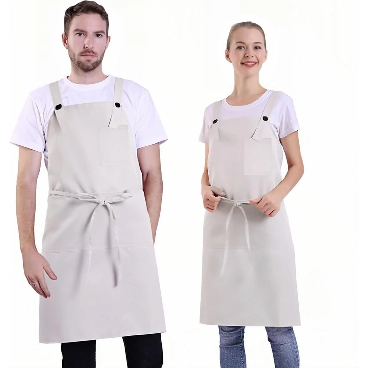 Schürze Tasche verstellbar Damen Herren Küche Kochen Beige – Bild 1