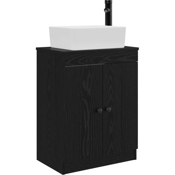 vidaXL Waschbeckenschrank Schwarz 54 x 35 x 100 cm Holzwerkstoff 890131 – Bild 2