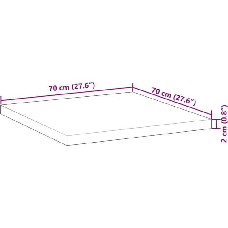 vidaXL Tischplatte Quadratisch 70x70x2 cm Massivholz Akazie 4008709 – Bild 9