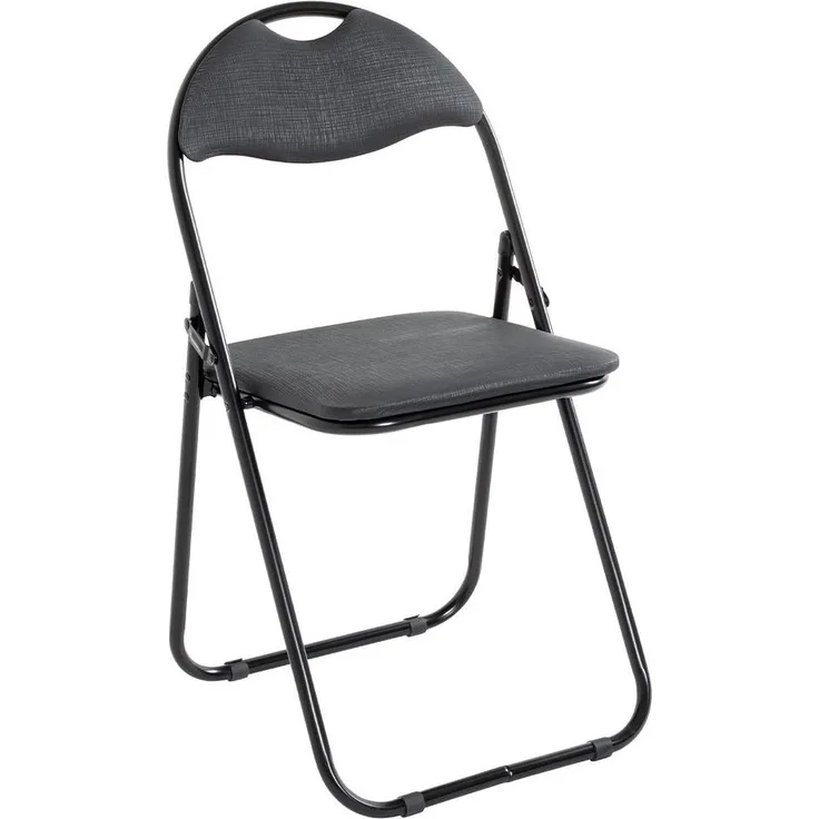Klappstuhl Sheila / Shake, Kunstleder, Metall, Schwarz, 44 x 80 x 47 cm