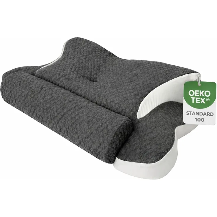 Ergonomisches Nackenstützkissen für Rücken, Seiten & Bauchschläfer - Memory Foam - hautfreundlicher Bambus Bezug - Oeko Tex® zertifiziert - 2in1 Funktion mit abnehmbarer Nackenrolle - 60x38 cm