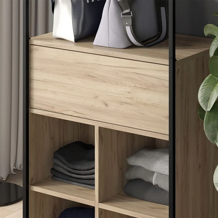 Kleiderschrank Enya Holz 60 x 180 cm mit Schublade Vicco – Bild 4