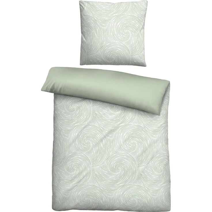 biberna Tencel Bettwäsche 0474495 STRUDEL, salbei, 1x 135x200 cm + 1x 80x80 cm – Bild 1