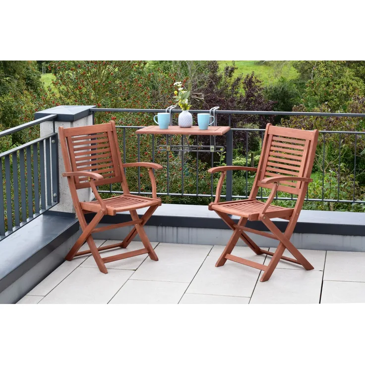 Cordoba Gartenmöbel Set 3tlg, 2 Klappsessel, Balkonhängetisch, Eukalyptus