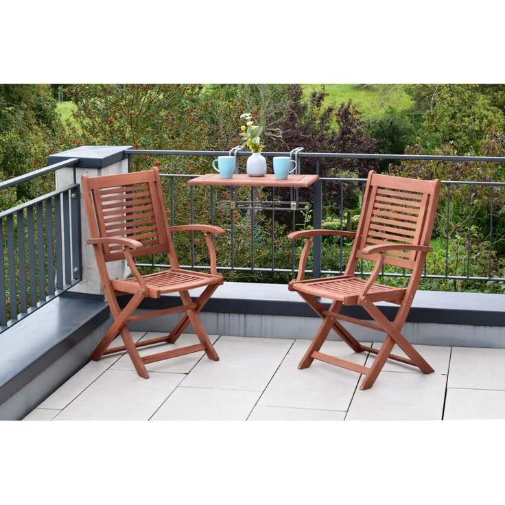Cordoba Gartenmöbel Set 3tlg, 2 Klappsessel, Balkonhängetisch, Eukalyptus