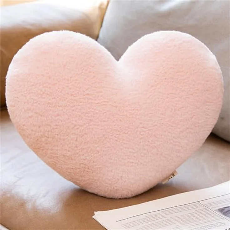 Herzkissen, Herz Kissen Kinderzimmer Decor, Kuschelkissen Kinder Herzform Dekokissen Kopfkissen Kissen Zierkissen für Wohnzimmer Sofa Kind Schlafzimmer Bett (Rosa Herz,40 cm) – Bild 2