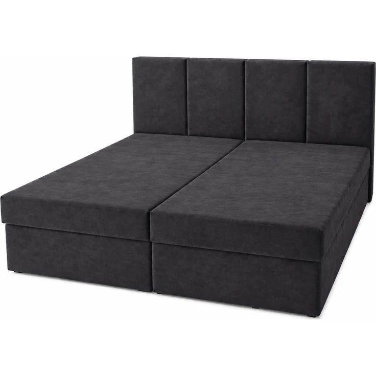 KRISAN MÖBEL Kontinentalbett DREAM1 Dunkelgrau, Premium-Komfort für Ihr Schlafzimmer mit 2 Bettkasten, Bonell-Federkern Matratze und Topper, 140 x 200 cm – Bild 1